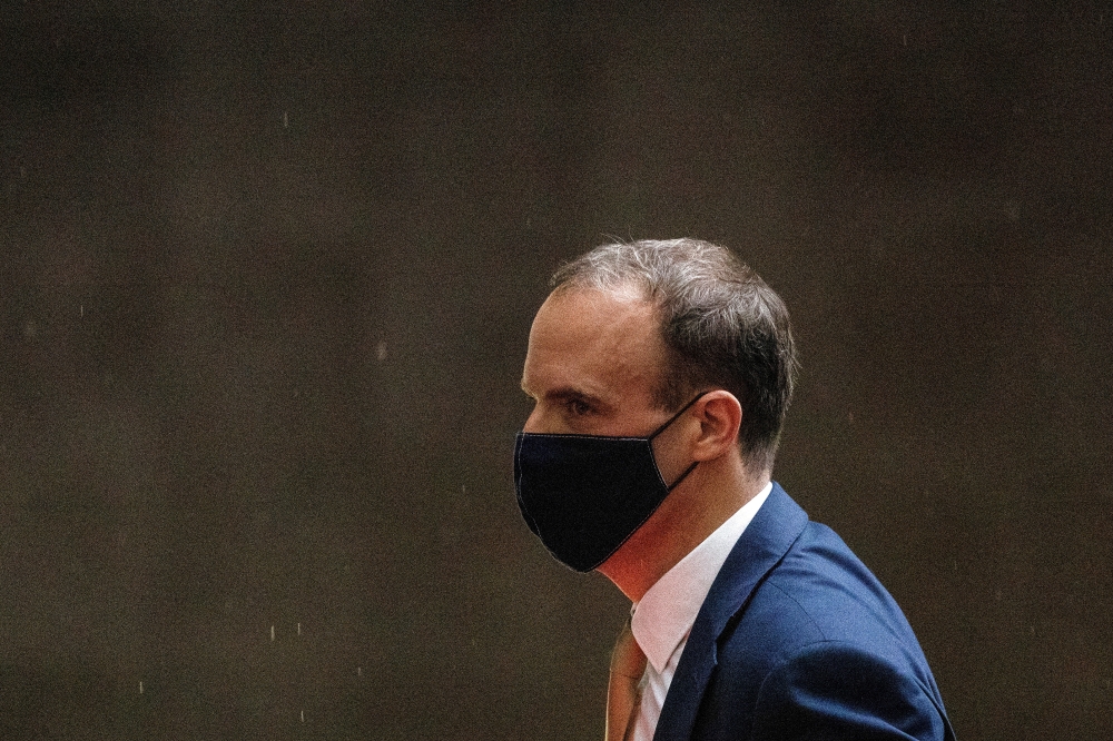 Britain's Foreign Affairs Secretary Dominic Raab arrives at BBC Broadcasting House in London, Britain December 13, 2020. Reuters/Simon Dawson/File Photo