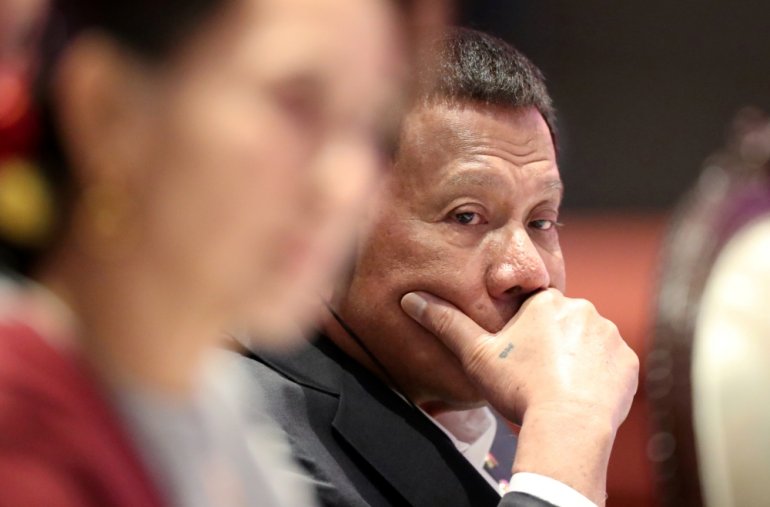 FILE PHOTO: President of the Philippines Rodrigo Duterte attends an ASEAN leaders summit with United Nations Secretary-General Antonio Guterres, in Bangkok, Thailand November 3, 2019. REUTERS/Soe Zeya Tun/File Photo