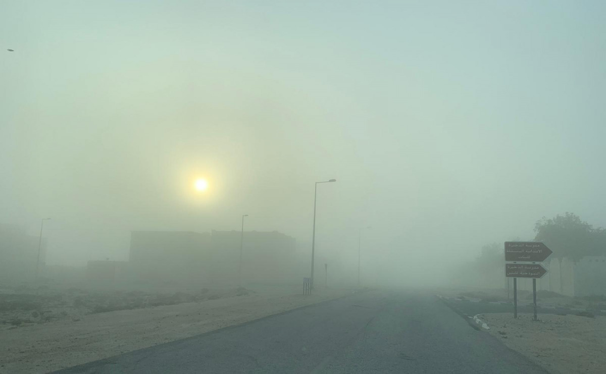 Foggy morning at Al Dhakira on Sunday, January 17, 2021. Picture by The Peninsula reader Bashir Ahmed