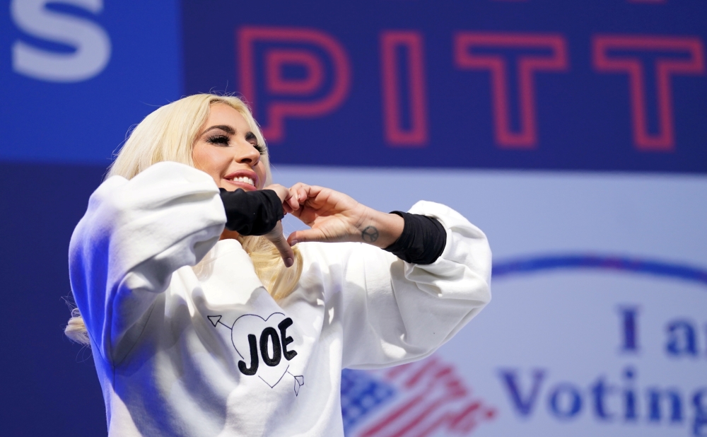 File photo of Lady Gaga as she performs during a drive-in campaign rally held by Democratic U.S. presidential nominee and former Vice President Joe Biden at Heinz Field in Pittsburgh, Pennsylvania, U.S., November 2, 2020. Reuters/Kevin Lamarque/File Photo