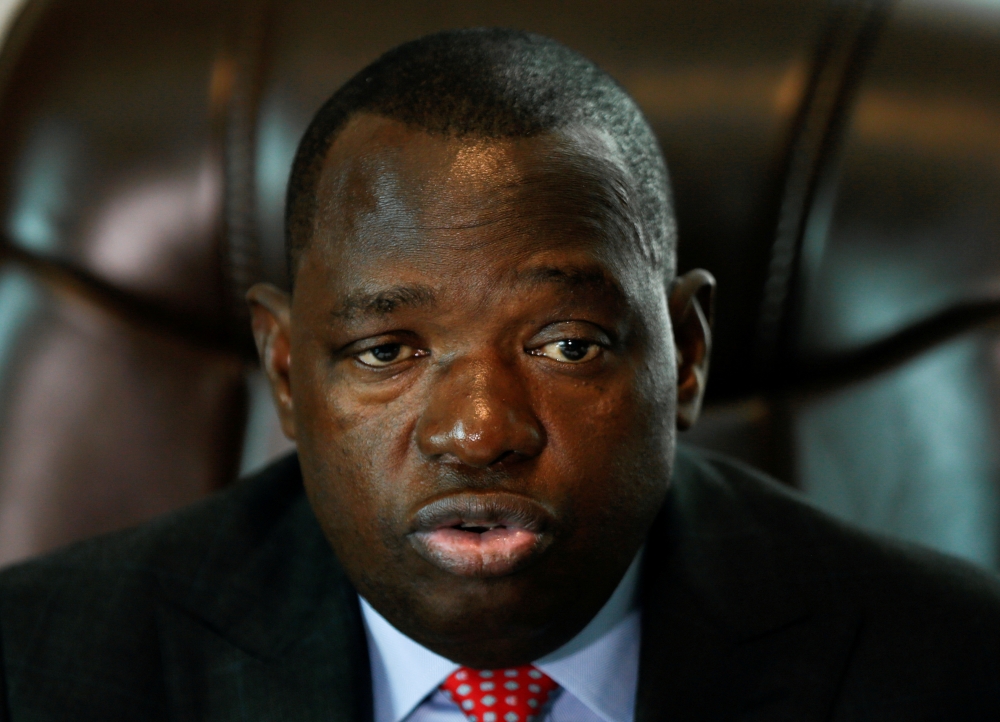 FILE PHOTO: Zimbabwe's foreign minister, Sibusiso Moyo, speaks to Reuters at his office in Harare, Zimbabwe, September 13, 2019. REUTERS/Philimon Bulawayo