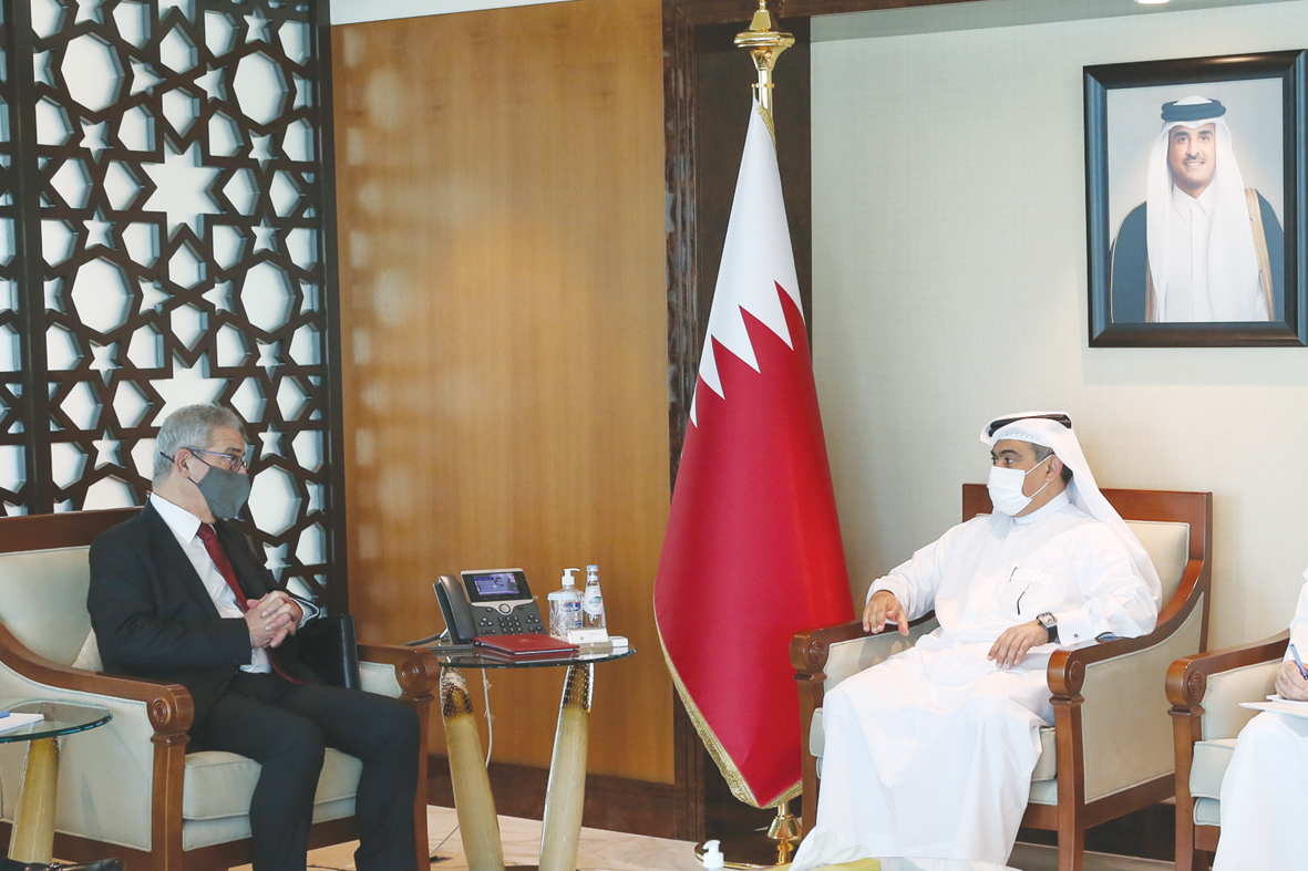 Minister of Commerce and Industry, H E Ali bin Ahmed Al Kuwari, during a meeting with Maltese Minister for Foreign and European Affairs, H E Evarist Bartolo.