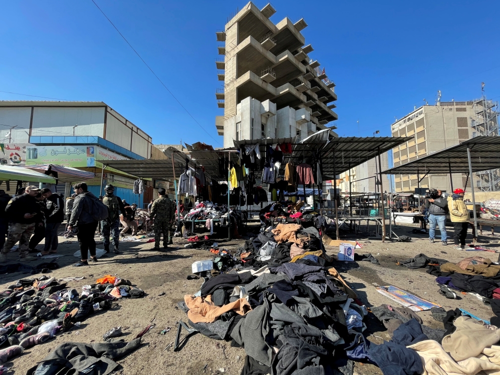 The site of a suicide attack in a central market is seen in Baghdad, Iraq January 21, 2021. REUTERS/Thaier al-Sudani 