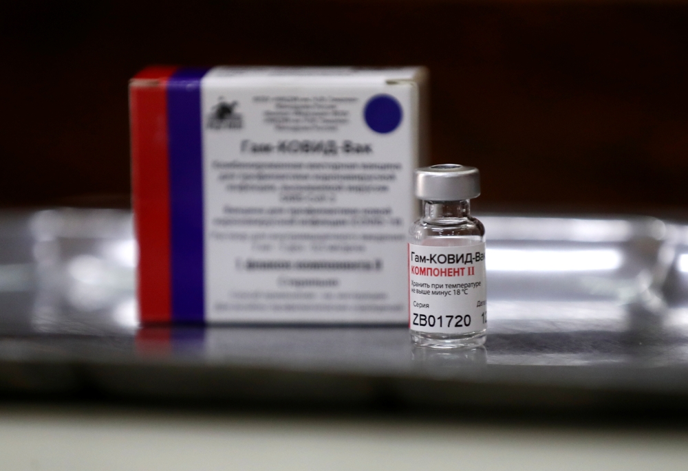 An empty vial of the second dose of the Sputnik V (Gam-COVID-Vac) vaccine is pictured at the San Martin hospital, in La Plata, on the outskirts of Buenos Aires, Argentina January 21, 2021. Reuters/Agustin Marcarian