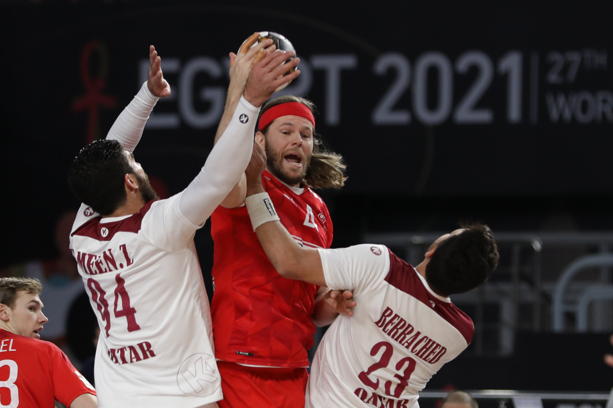 Action during the Group 2 match between Qatar and Denmark on Thursday 