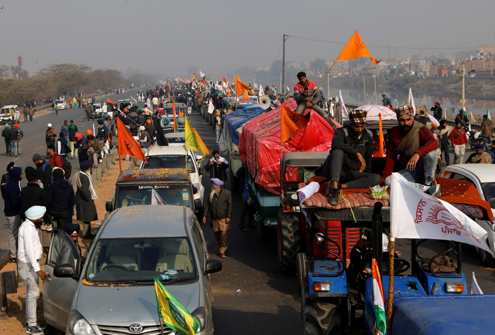 Farmers take part in a tractor rally to protest against farm laws on the occasion of India's Republic Day in Delhi, India, January 26, 2021. Reuters/Danish Siddiqui

