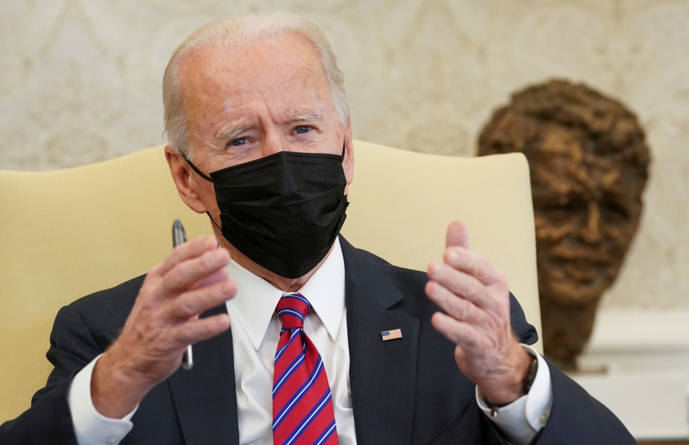 U.S. President Joe Biden speaks during an economic briefing with Treasury Secretary Janet Yellen in the Oval Office at the White House in Washington, U.S., January 29, 2021. REUTERS/Kevin Lamarque