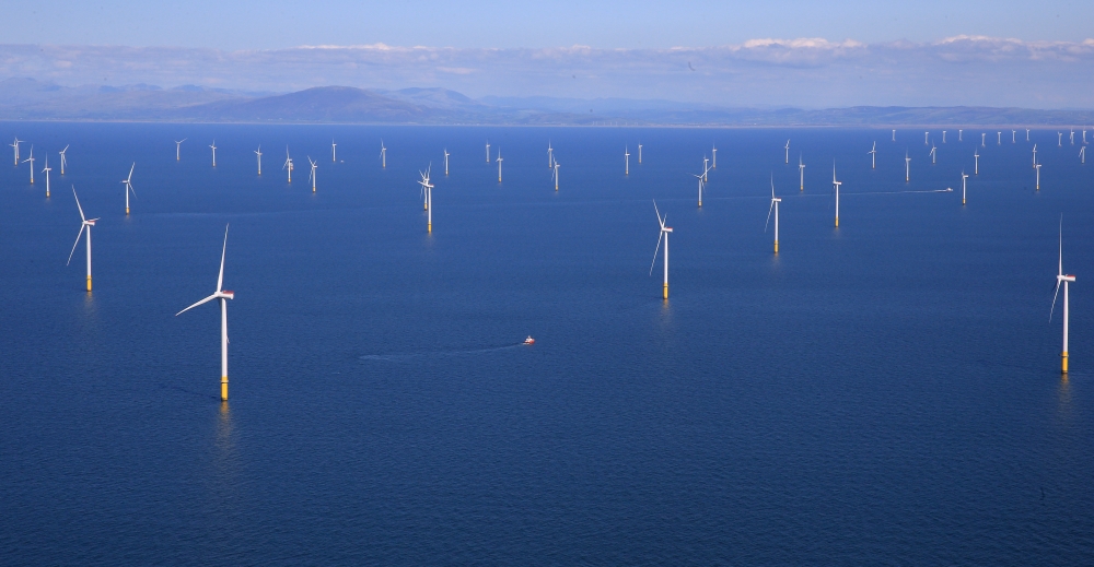 General view of the Walney Extension offshore wind farm operated by Orsted off the coast of Blackpool, Britain September 5, 2018. REUTERS/Phil Noble/File Photo