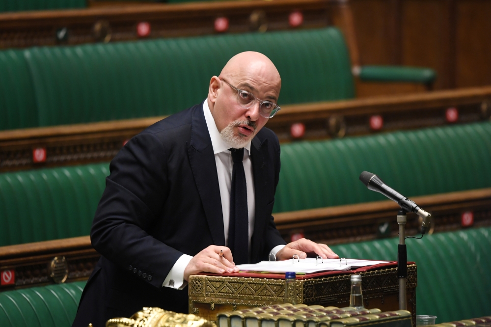 British Vaccine Deployment Minister Nadhim Zahawi speaks at the House of Commons in London, Britain February 4, 2021. ?UK Parliament/Jessica Taylor/Handout via REUTERS