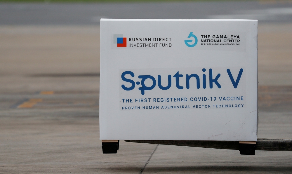 A shipment of doses of the Sputnik V (Gam-COVID-Vac) vaccine against the coronavirus disease (COVID-19) is seen after arriving at Ezeiza International Airport, in Buenos Aires, Argentina January 28, 2021. REUTERS/Agustin Marcarian/File Photo