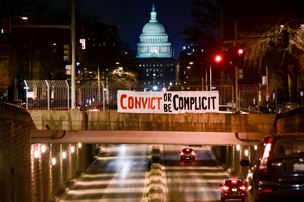 A banner reading, 