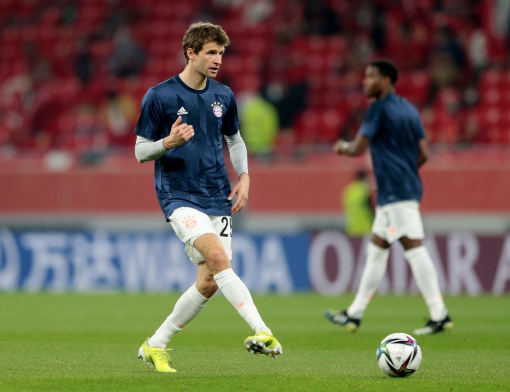Soccer Football - Club World Cup - Semi Final - Al Ahly v Bayern Munich - Al Rayyan Stadium, Al Rayyan, Qatar - February 8, 2021 Bayern Munich's Thomas Muller during the warm up before the match REUTERS/Mohammed Dabbous
