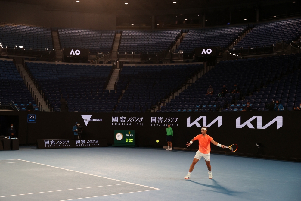 General view of empty seats as Spain's Rafael Nadal is in action during his third-round match against Britain's Cameron Norrie.  REUTERS/Loren Elliott