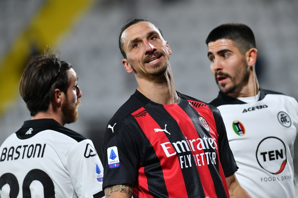 AC Milan's Zlatan Ibrahimovic reacts REUTERS/Jennifer Lorenzini