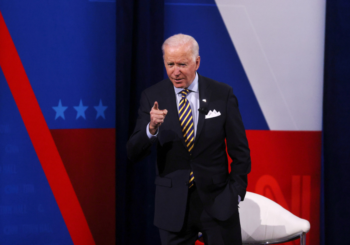FILE PHOTO: U.S. President Joe Biden participates in a CNN town hall in Milwaukee, Wisconsin, U.S., February 16, 2021. REUTERS/Leah Millis/File Photo
