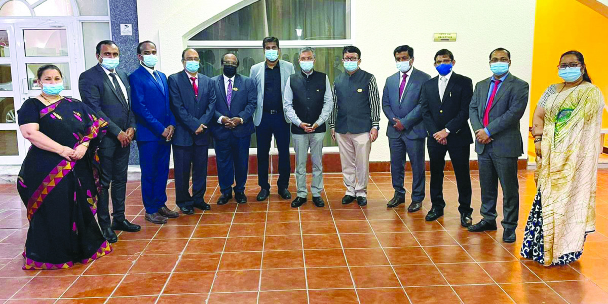 Ambassador of India to Qatar, H E Dr. Deepak Mittal (sixth right), and  members of new ICC Management Committee pose for a picture.