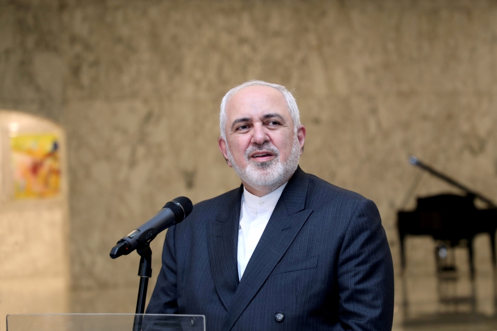 Iran's Foreign Minister Mohammad Javad Zarif speaks at the presidential palace in Baabda, Lebanon August 14, 2020. Dalati Nohra/Handout via Reuters/File Photo