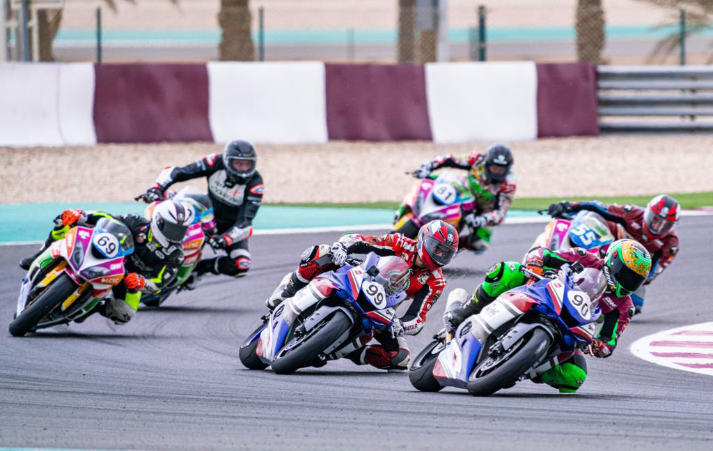Riders in action during the Round 2 race of the Qatar Superstock Championship 600 (QTSK) at Losail International Circuit. 
