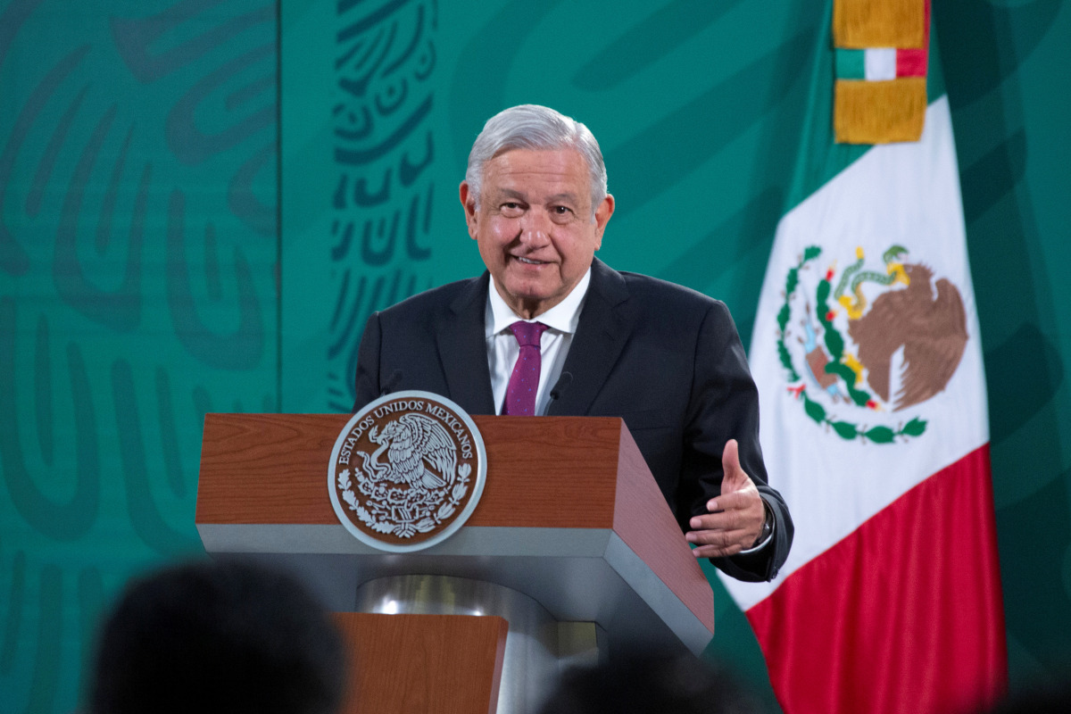 Mexican President Andres Manuel Lopez Obrador speaks during a news conference at the National Palace in Mexico City, Mexico March 2, 2021. Mexico's Presidency/Handout via REUTERS
