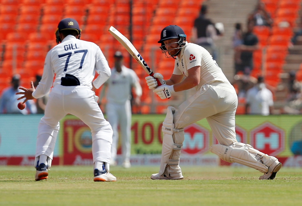 England's Jonny Bairstow plays a shot. Reuters/Amit Dave