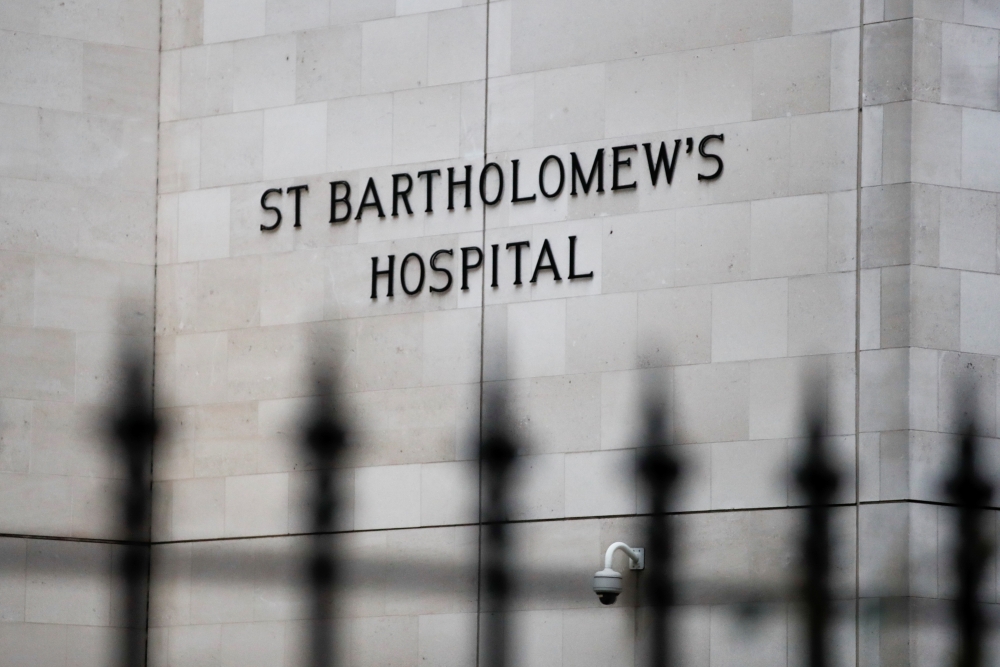 A view of St Bartholomew's Hospital, where Britain's Prince Philip has been admitted, in London, Britain, March 4, 2021. REUTERS/Peter Cziborra