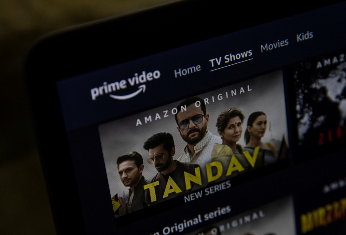 A poster of Tandav, a web series is seen on Amazon Prime Video streaming service website in this illustration picture taken March 5, 2021. REUTERS/Danish Siddiqui/Illustration
