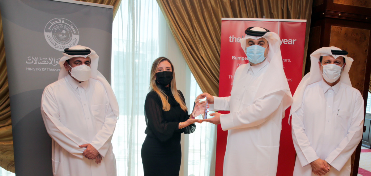 Minister of Transport and Communications, H E Jassim Saif Ahmed Al Sulaiti; CEO of Mwani Qatar, Capt. Abdullah Al Khanji, and other officials during the event.