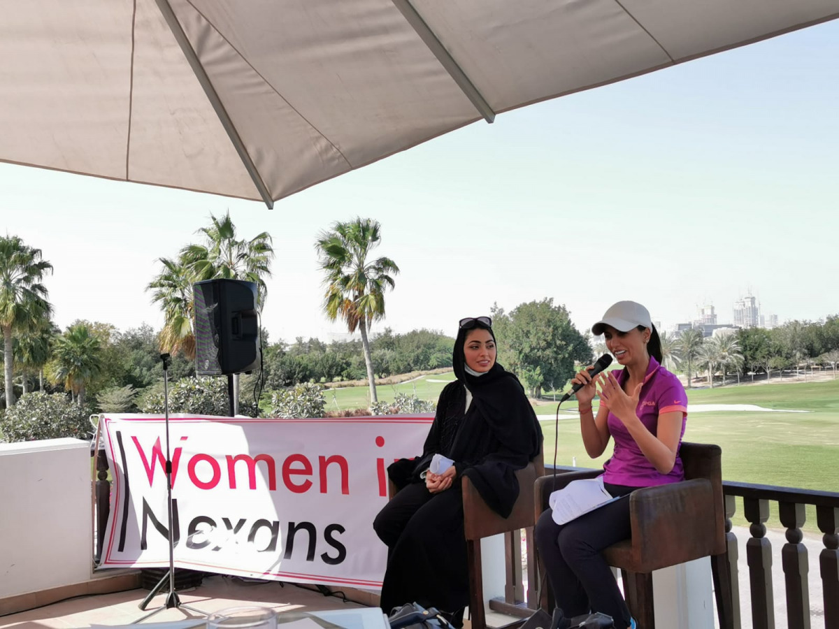 Yasmian Al Sharshani and Reem Al Sharshani attend the golf event. 