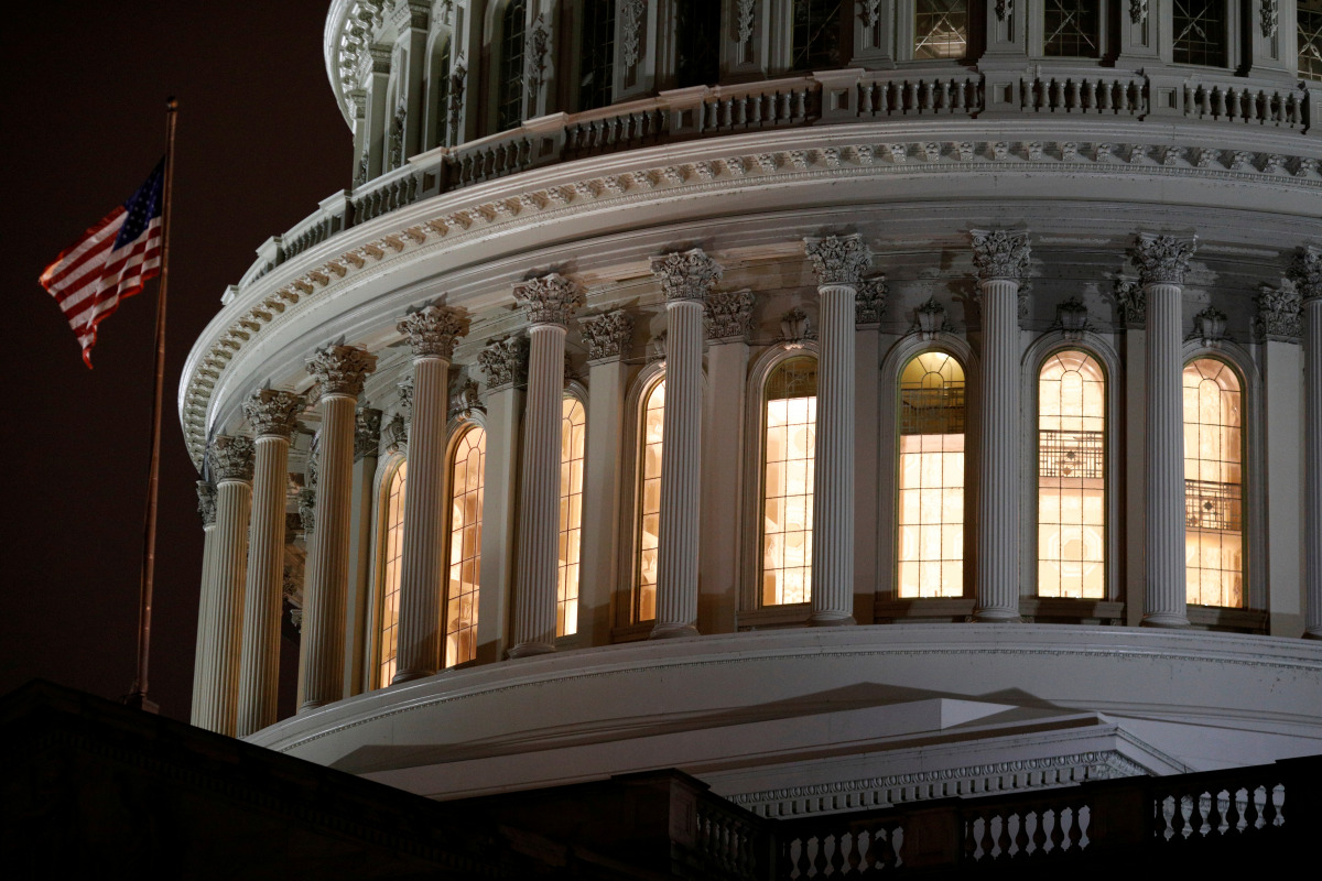 FILE PHOTO: The U.S. Capitol Building as seen ahead of a vote on the coronavirus (COVID-19) relief bill on Capitol Hill in Washington, U.S., March 25, 2020. REUTERS/Tom Brenner/File Photo
