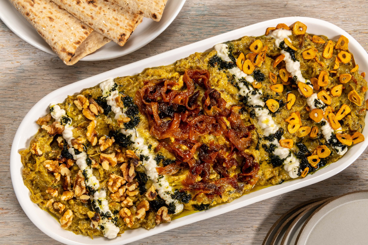 Kashk-o Bademjan (Eggplant Dip With Kashk). Photo by Laura Chase de Formigny for The Washington Post.
