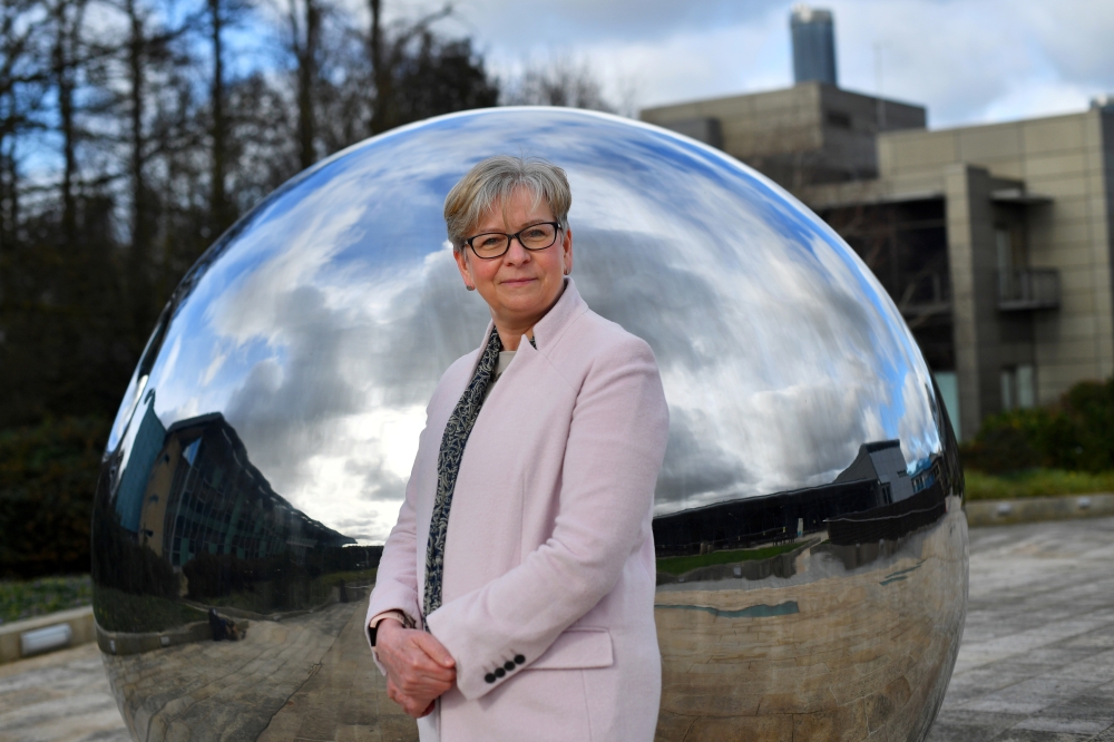 Sharon Peacock, director of COVID-19 Genomics UK, poses for a portrait on the grounds of the Wellcome Sanger Institute's 55-acre campus south of Cambridge, Britain March 12, 2021. Reuters/Dylan Martinez