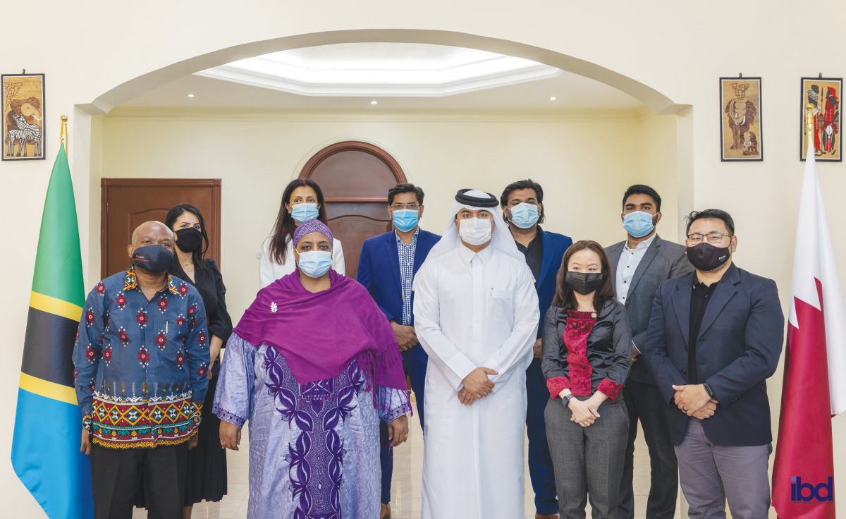 H E Fatma Mohammed Rajab, Ambassador of Tanzania to Qatar and President of the African Ambassadors Group, with the International Business Delegation (IBD) team in Doha recently. 