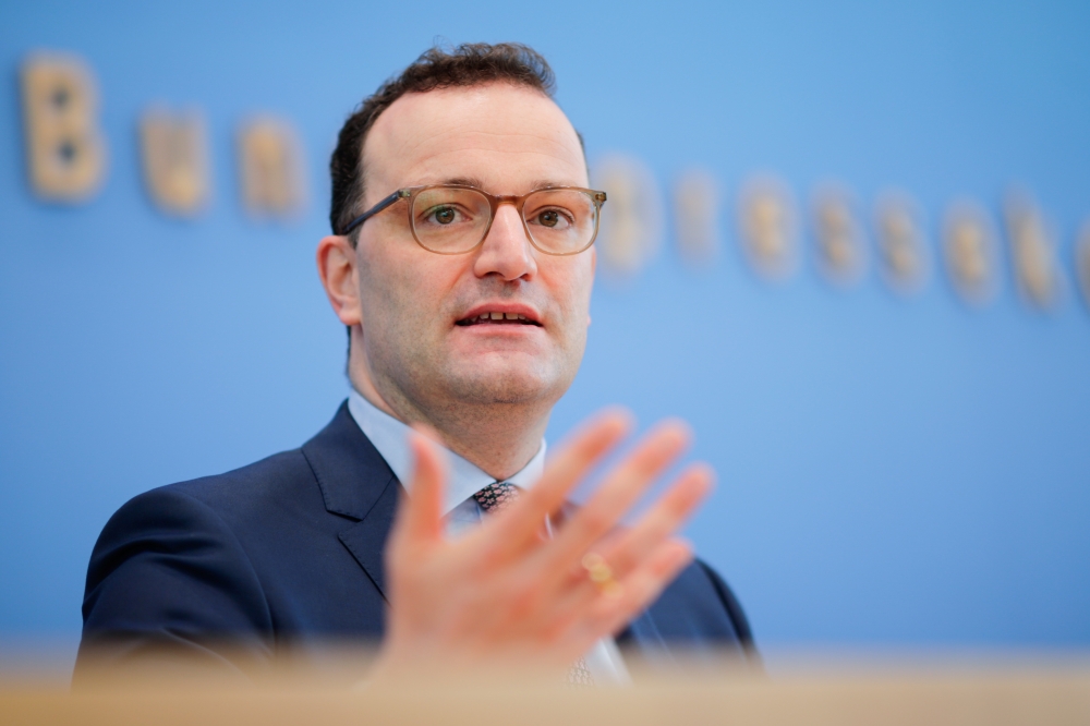 Germany's Health Minister Jens Spahn speaks during a news conference on the coronavirus disease (COVID-19) pandemic in Berlin, Germany March 26, 2021. REUTERS/Hannibal Hanschke/Pool