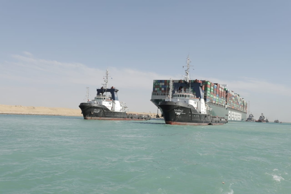 Ship Ever Given, one of the world's largest container ships, is seen after it was fully floated in Suez Canal, Egypt March 29, 2021. Suez Canal Authority/Handout via REUTERS 