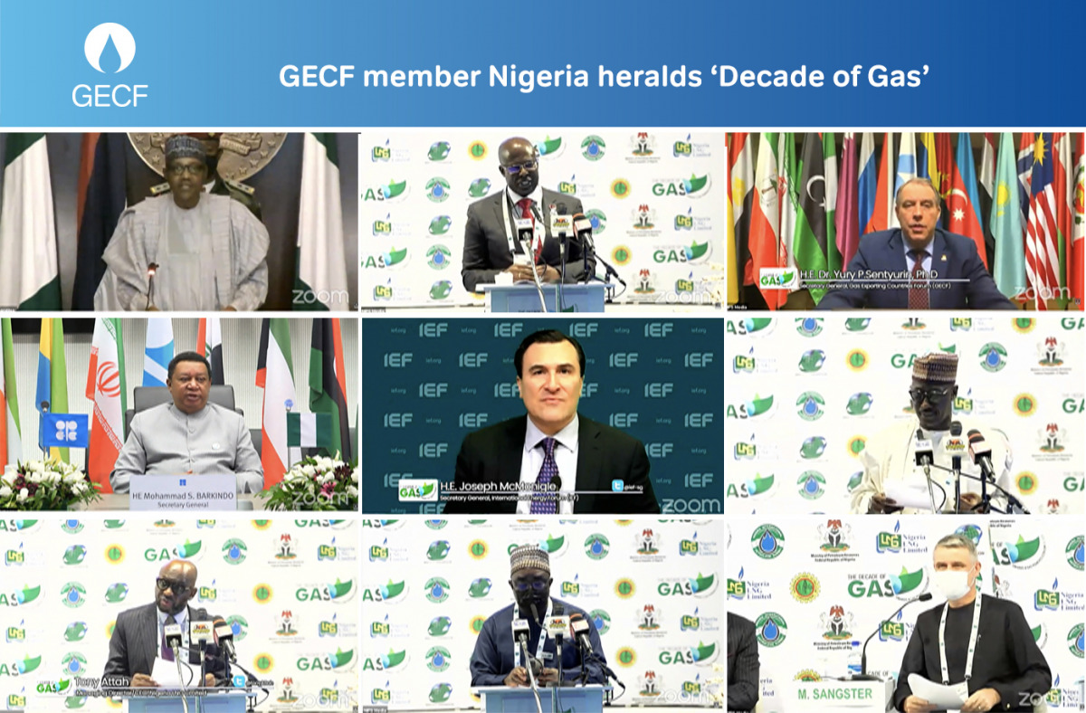 Nigeria’s President and Minister of Petroleum Resources H E Muhammadu Buhari and GECF Secretary-General Yury Sentyurin, with other officials and dignitaries participating during the blended ‘Decade of Gas’ event in Nigeria recently. 