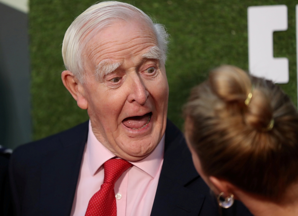 File photo: Author John le Carre and actor Florence Pugh arrive at the world premiere of 