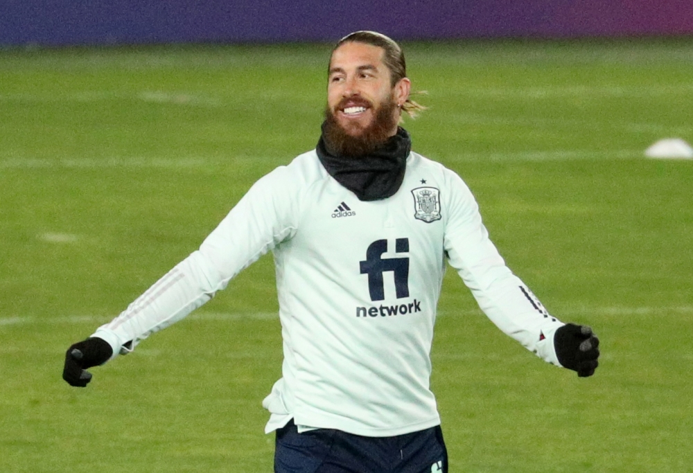 March 27, 2021 Spain's Sergio Ramos during training REUTERS/Irakli Gedenidze