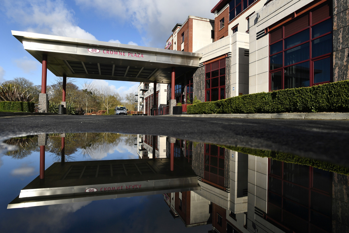 A view of Crowne Plaza Dublin Airport Hotel, as Ireland introduces hotel quarantine programme for travellers from 'high-risk' countries, in Dublin, Ireland March 26, 2021. REUTERS/Clodagh Kilcoyne
