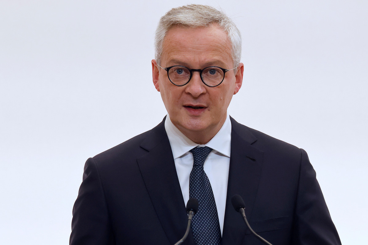 FILE PHOTO: French Economy and Finance Minister Bruno Le Maire speaks during a press conference to present the details of new restrictions aimed at curbing the spread of the coronavirus disease (COVID-19), announced the day before by the president, in Par