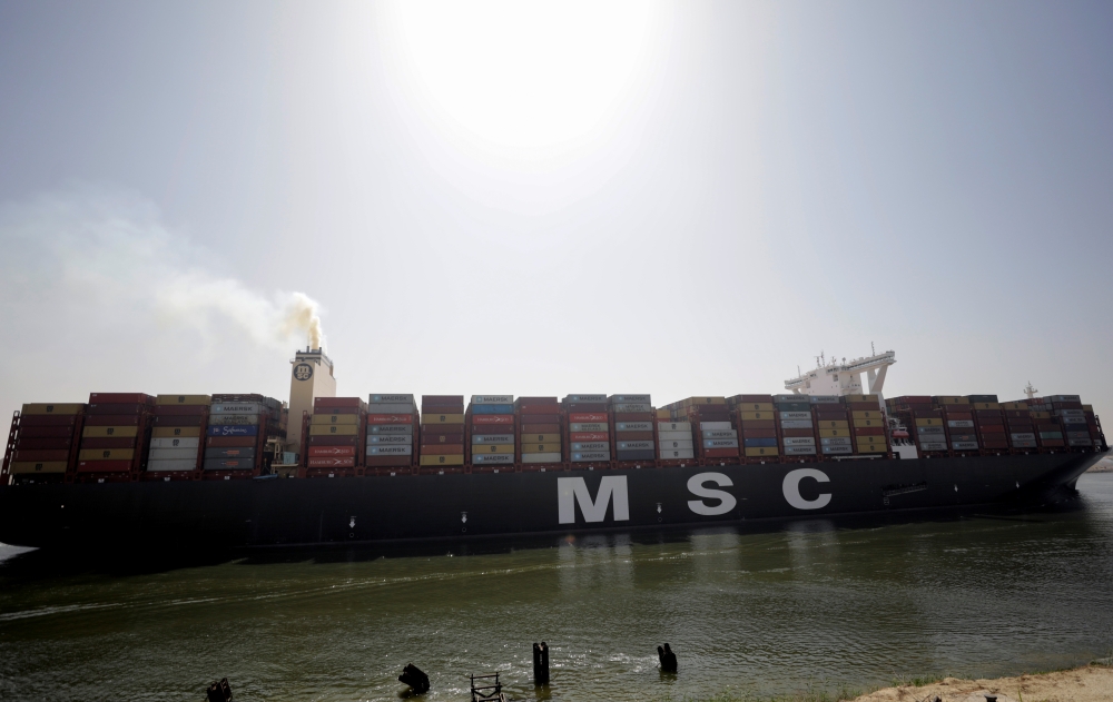 A ship is seen after sailing through Suez Canal, in Ismailia, Egypt April 6, 2021. Reuters/Mohamed Abd El Ghany