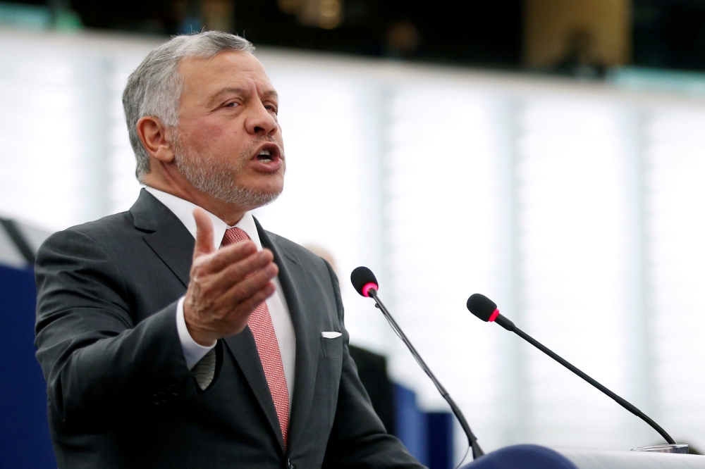 File photo: King of Jordan Abdullah II addresses the European Parliament in Strasbourg, France January 15, 2020. Reuters/Vincent Kessler/File Photo