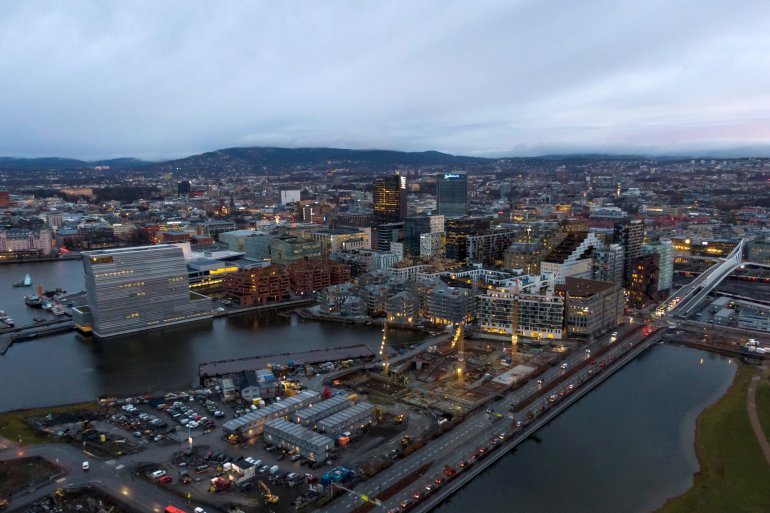 FILE PHOTO: A general view of the cityscape with the new Munch Museum, also called Lambda, to the left, in the Bjorvika neighbourhood in Oslo, Norway November 17, 2020. NTB SCANPIX/Cornelius Poppe via REUTERS