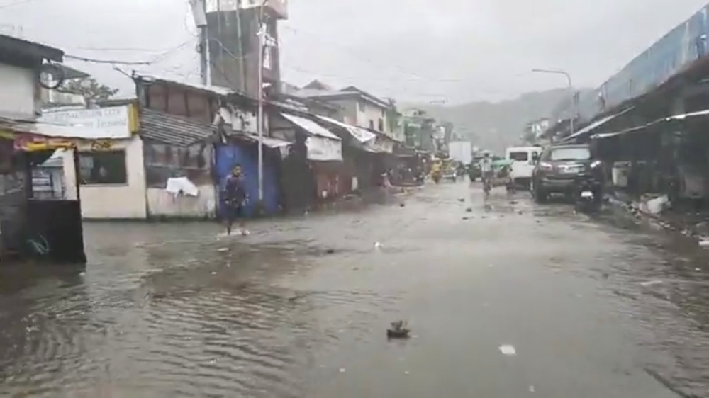 General view of a flooded market as Super Typhoon Surigae moves close to the Philippines in the province of Catbalogan, Samar, Philippines April 18, 2021