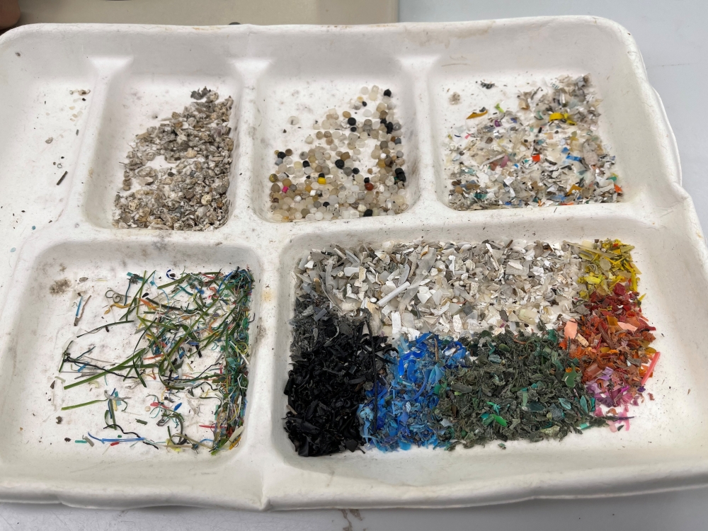 Assorted microplastics are seen in a container at Macquarie University in Sydney, Australia, April 15, 2021. Picture taken April 15, 2021. REUTERS/Jill Gralow