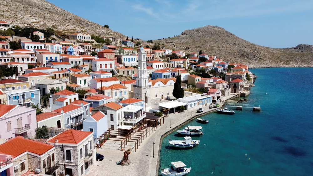 View of the town of Halki, amid the coronavirus disease (COVID-19) pandemic, on the island of Halki, Greece, April 13, 2021. Picture taken with a drone. REUTERS/Vassilis Triandafyllou/File Photo