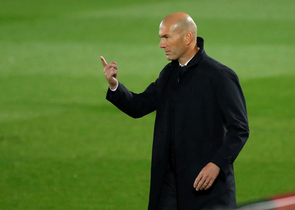 Real Madrid coach Zinedine Zidane reacts REUTERS/Juan Medina/File Photo
