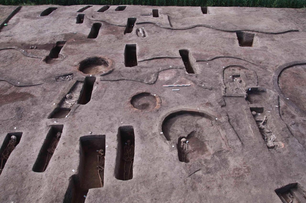 A view shows the archeological site of 110 tombs at the Nile Delta, in this image released on April 27, 2021 by an archaeological mission operating in the archaeological area of Dakahlia Governorate via Egypt's Ministry of Antiquities, in Mansoura, Cairo.