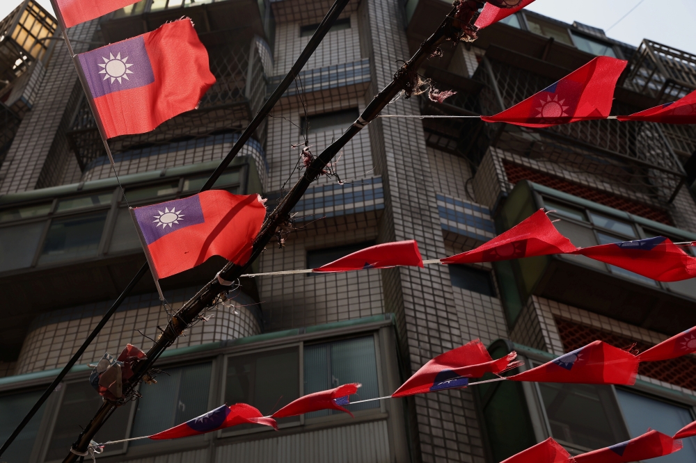 Taiwan flags hang above the streets in Taoyuan, Taiwan, May 13, 2021. REUTERS/Ann Wang