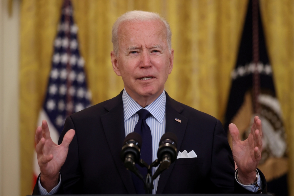 U.S. President Joe Biden delivers remarks on the April jobs report from the East Room of the White House in Washington, U.S., May 7, 2021. REUTERS/Jonathan Ernst/File Photo