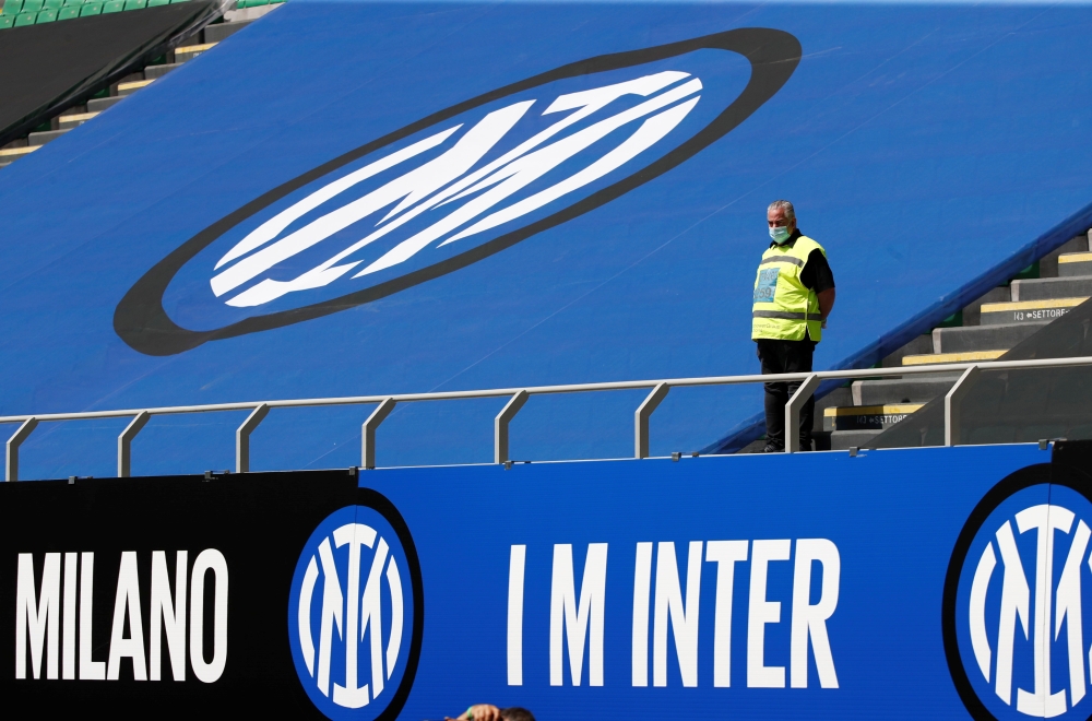 FILE PHOTO: Soccer Football - Serie A - Inter Milan v Hellas Verona - San Siro, Milan, Italy - April 25, 2021 General view of a steward in the stand before the match REUTERS/Alessandro Garofalo